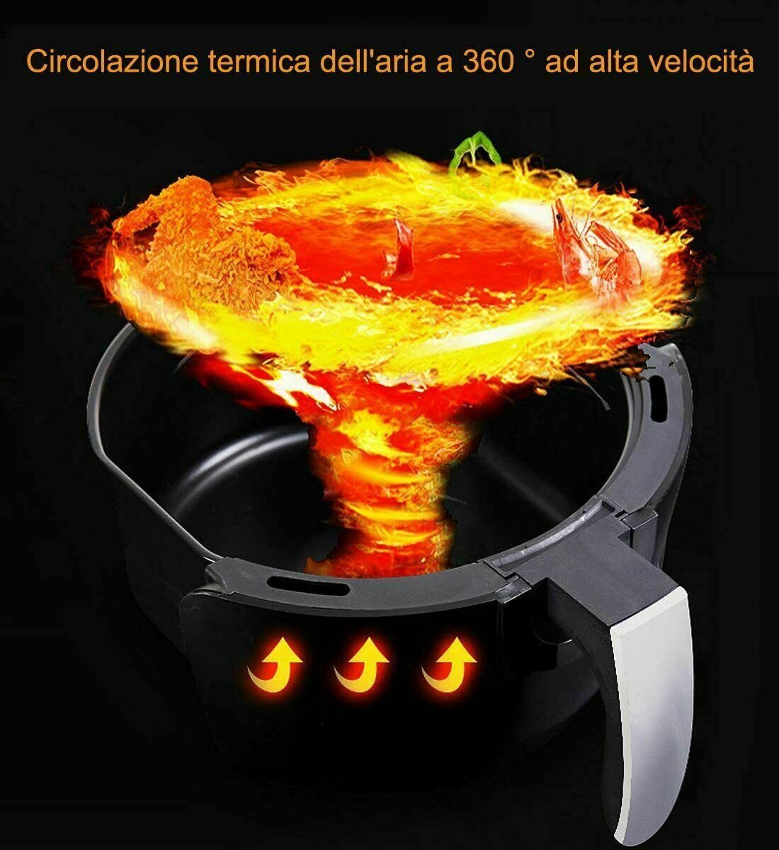 Friggitrice Ad Aria Kizzen 5L Digitale - 1500W Senza Olio Con 6 Programmi E Display Touch